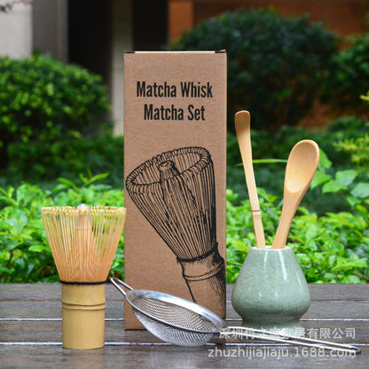 Kit Matcha Ceremonial Japonés: Batidor Chasen + Soporte + Cuchara + Pincel