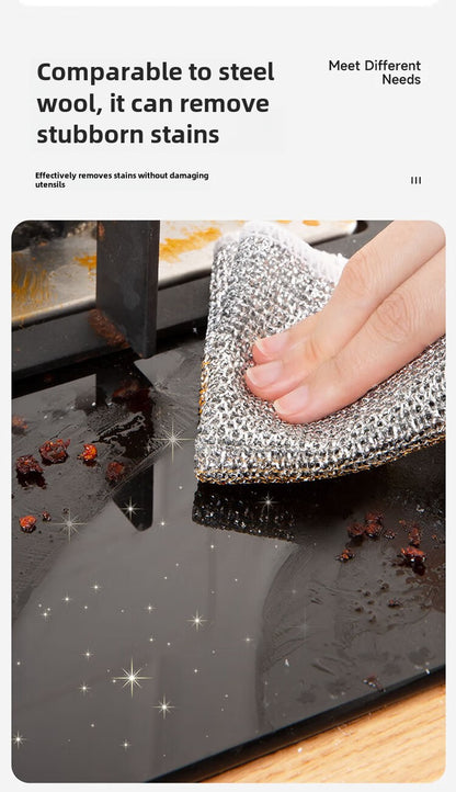 Paños de limpieza de fibra de acero inoxidable Antiadherente premium, trapos de cocina metalico multiusos