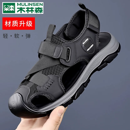 Sandalias de punta Mulinsen para hombre Deportes al aire libre de verano y zapatos de ocio con suela bland, zapatos de playa impermeables y antideslizantes