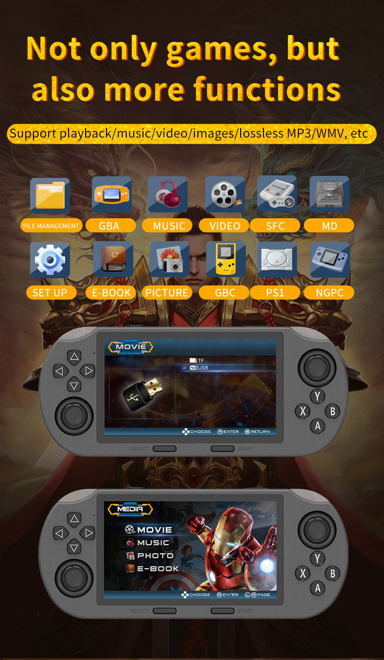 Consola de videojuegos transfronteriza SF3000HD portátil de alta definición con pantalla horizontal de 4,5 pulgadas, consola arcade retro GBA de doble palanca