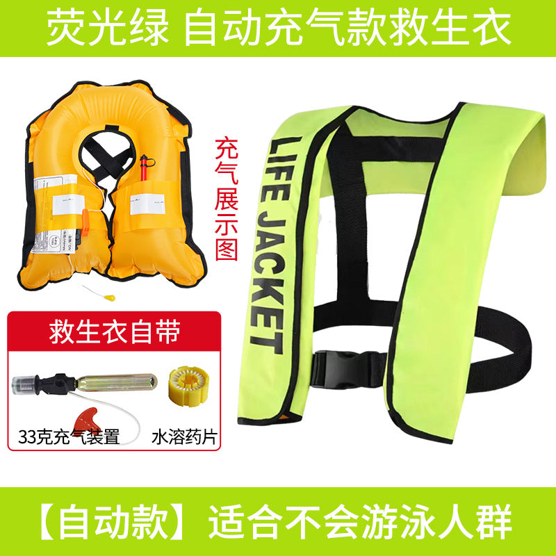 Chaleco Salvavavidas Inflable Automático para Adultos (CO₂ 33g) | Pesca, Lancha y Navegación | Alta Flotabilidad