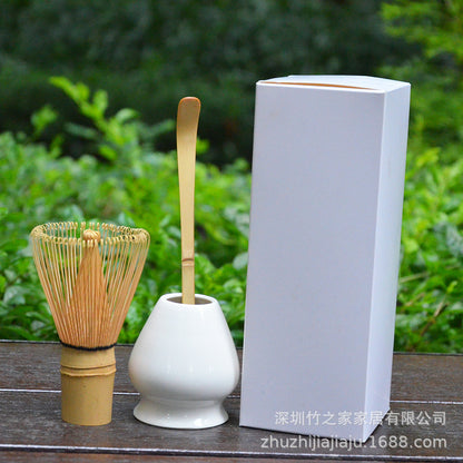 Kit Matcha Ceremonial Japonés: Batidor Chasen + Soporte + Cuchara + Pincel