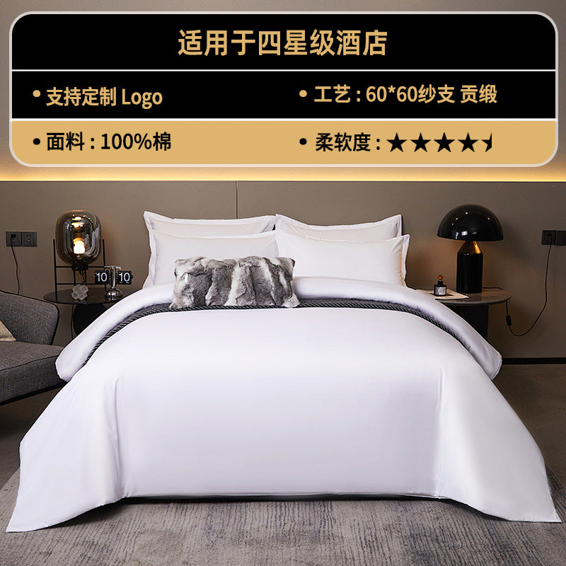 Sabana ropa de cama de algodón satinado B&B hotel juego de edredón ropa de cama hotel juego de cuatro piezas