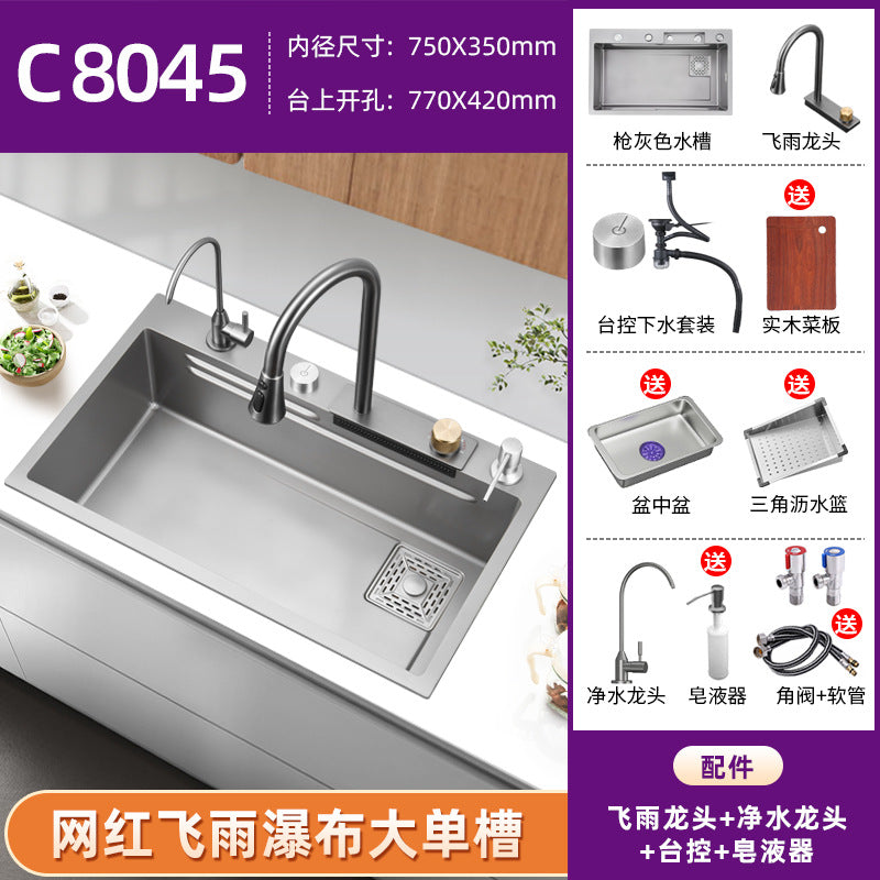 Fregadero de cocina de Acero 304 compatible con sistema de Purificacion con grifo y accesorios, diversos paquetes