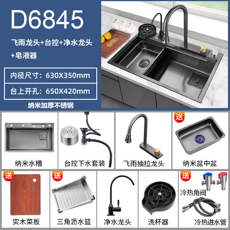 Fregadero de cocina de Acero 304 compatible con sistema de Purificacion con grifo y accesorios, diversos paquetes