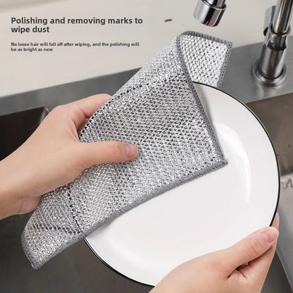 Paños de limpieza de fibra de acero inoxidable Antiadherente premium, trapos de cocina metalico multiusos