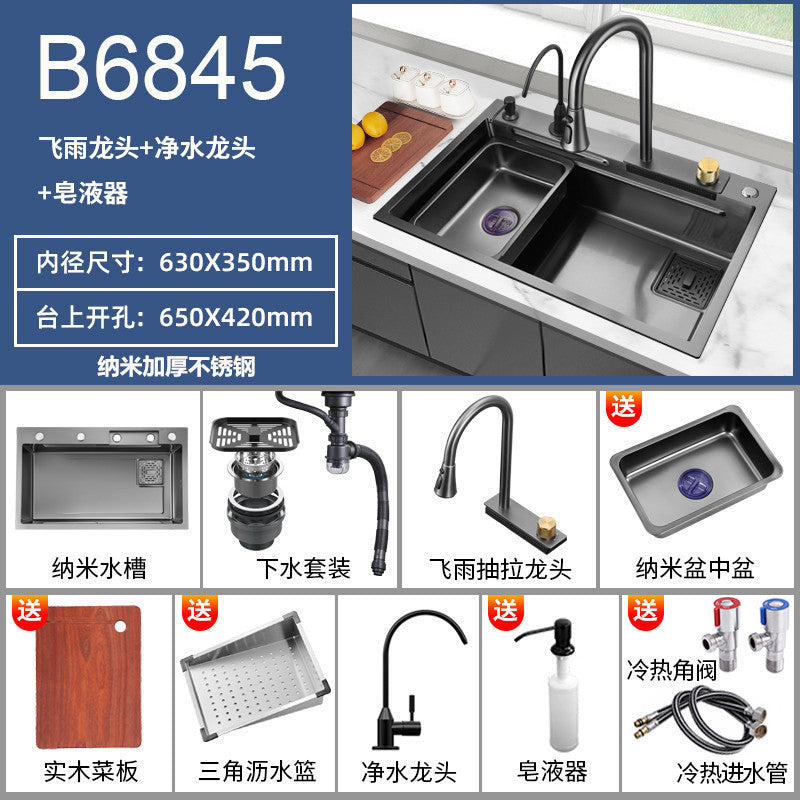 Fregadero de cocina de Acero 304 compatible con sistema de Purificacion con grifo y accesorios, diversos paquetes