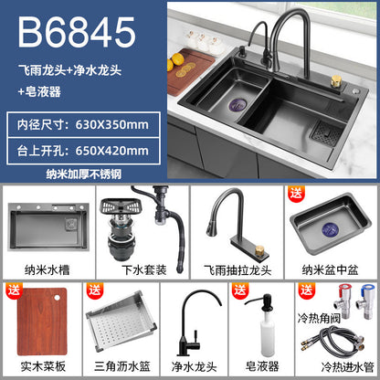 Fregadero de cocina de Acero 304 compatible con sistema de Purificacion con grifo y accesorios, diversos paquetes