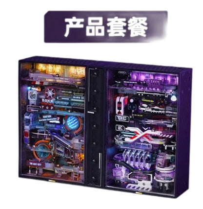 Rompecabezas ROKR Tridimensional LED automático de bloques de construcción de mundo paralelo, e-sports ciudad bloques de construcción hechos a mano