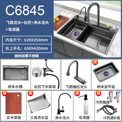 Fregadero de cocina de Acero 304 compatible con sistema de Purificacion con grifo y accesorios, diversos paquetes