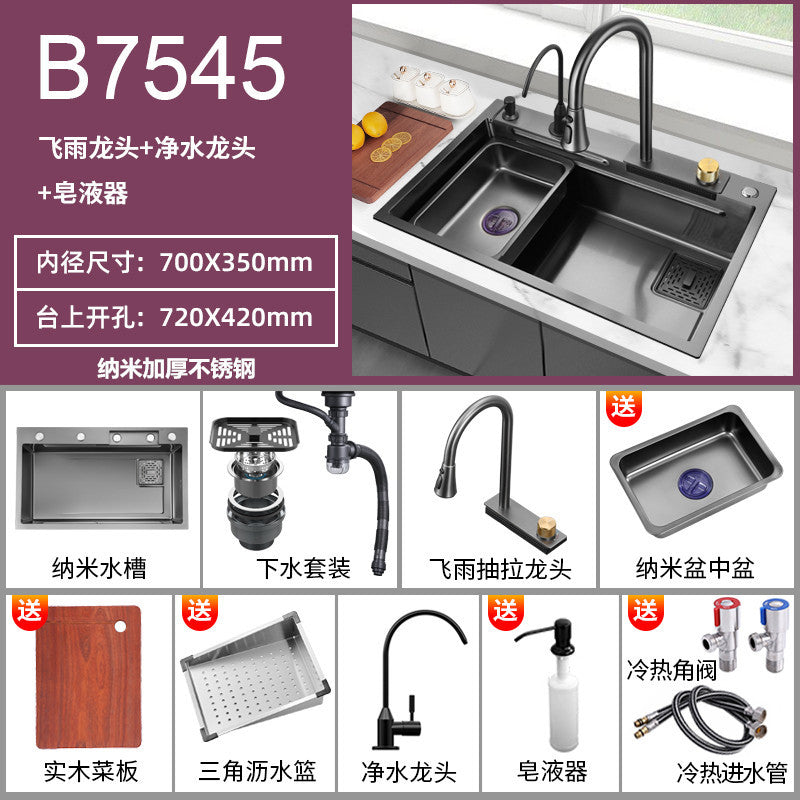 Fregadero de cocina de Acero 304 compatible con sistema de Purificacion con grifo y accesorios, diversos paquetes