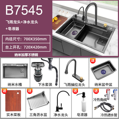 Fregadero de cocina de Acero 304 compatible con sistema de Purificacion con grifo y accesorios, diversos paquetes