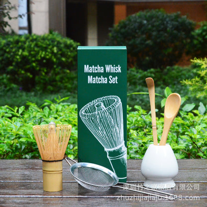 Kit Matcha Ceremonial Japonés: Batidor Chasen + Soporte + Cuchara + Pincel
