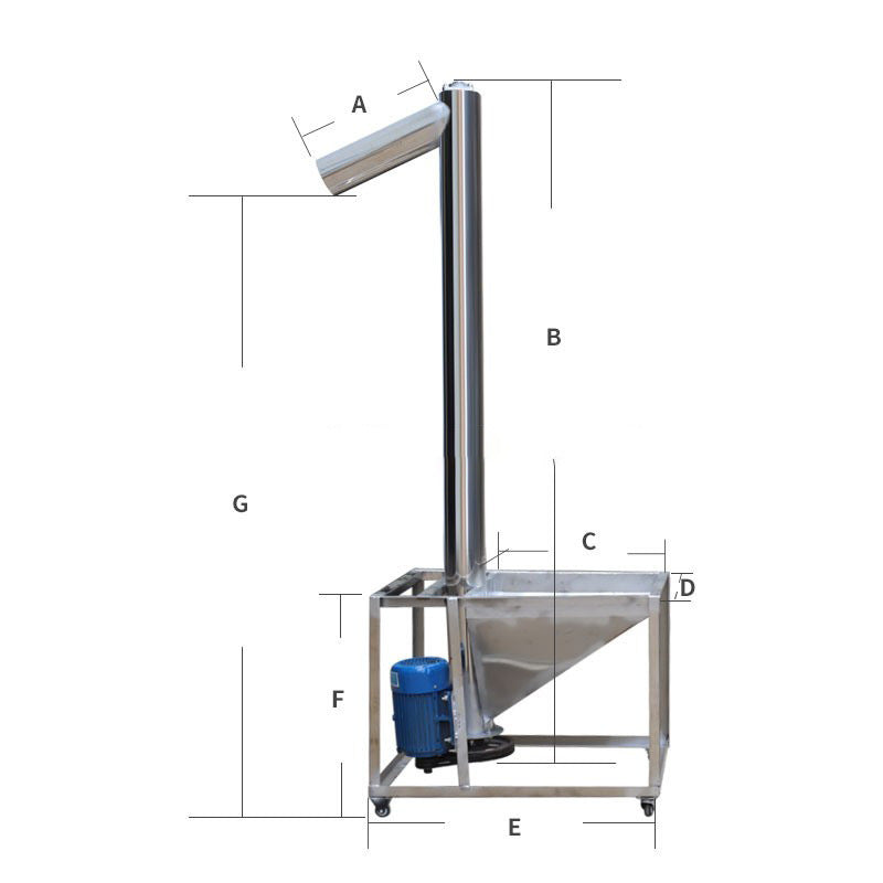Alimentador de tornillo de acero inoxidable, transportador de tornillo de plástico granulado, elevador vertical, alimentador automático de tornillo sinfín