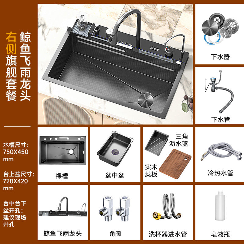 Fregadero de cocina de Acero 304 compatible con sistema de Purificacion con grifo y accesorios, diversos paquetes
