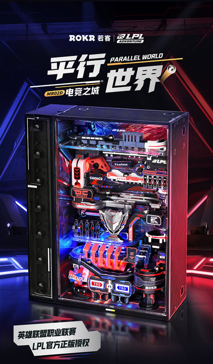 Rompecabezas ROKR Tridimensional LED automático de bloques de construcción de mundo paralelo, e-sports ciudad bloques de construcción hechos a mano