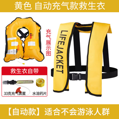 Chaleco Salvavavidas Inflable Automático para Adultos (CO₂ 33g) | Pesca, Lancha y Navegación | Alta Flotabilidad