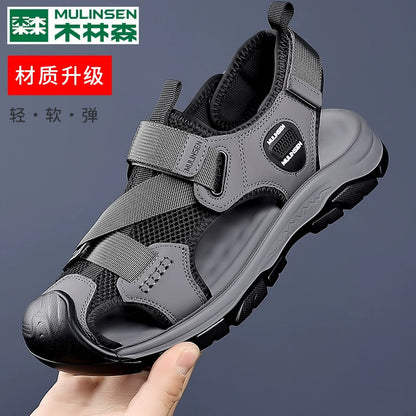 Sandalias de punta Mulinsen para hombre Deportes al aire libre de verano y zapatos de ocio con suela bland, zapatos de playa impermeables y antideslizantes