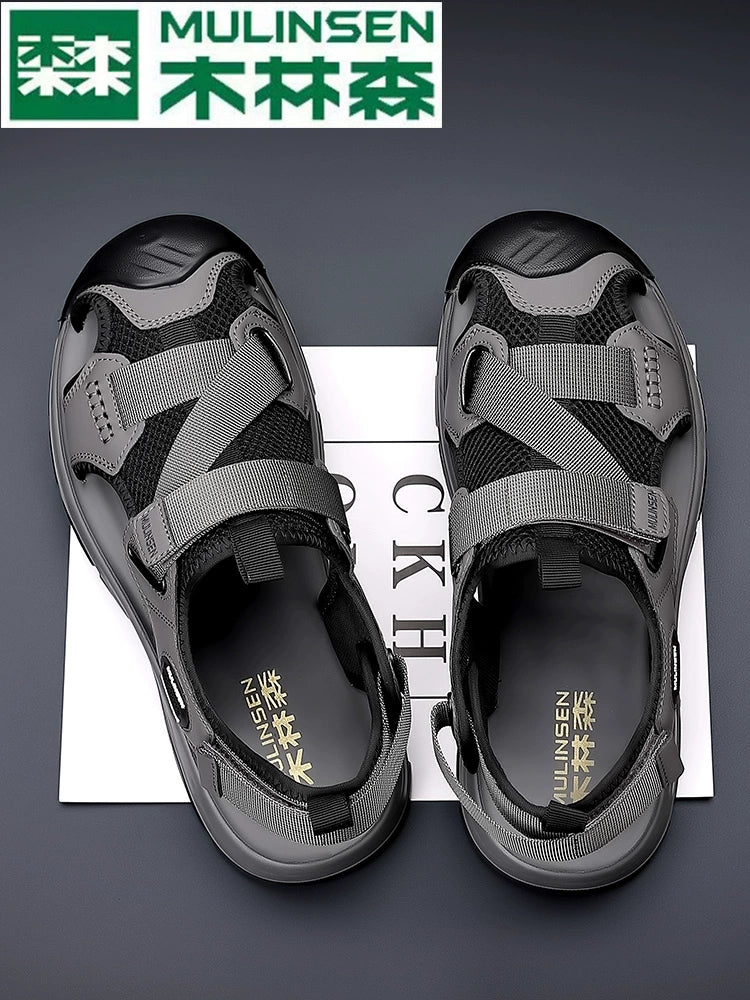 Sandalias de punta Mulinsen para hombre Deportes al aire libre de verano y zapatos de ocio con suela bland, zapatos de playa impermeables y antideslizantes