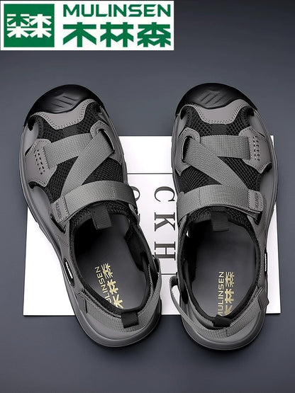 Sandalias de punta Mulinsen para hombre Deportes al aire libre de verano y zapatos de ocio con suela bland, zapatos de playa impermeables y antideslizantes