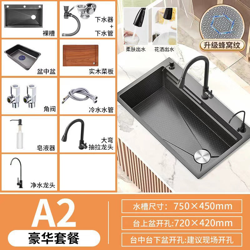 Fregadero de cocina de Acero 304 compatible con sistema de Purificacion con grifo y accesorios, diversos paquetes