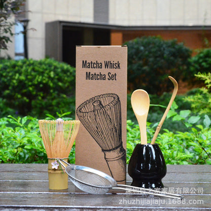 Kit Matcha Ceremonial Japonés: Batidor Chasen + Soporte + Cuchara + Pincel