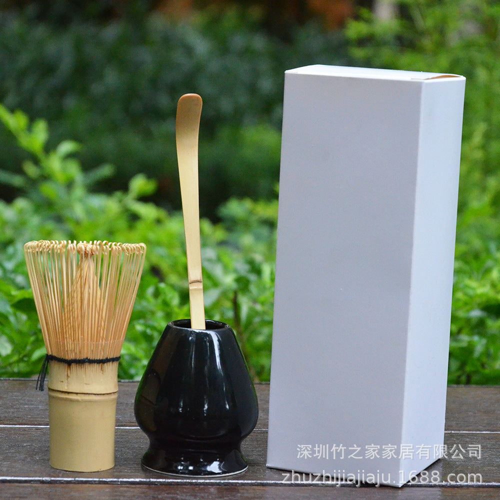 Kit Matcha Ceremonial Japonés: Batidor Chasen + Soporte + Cuchara + Pincel