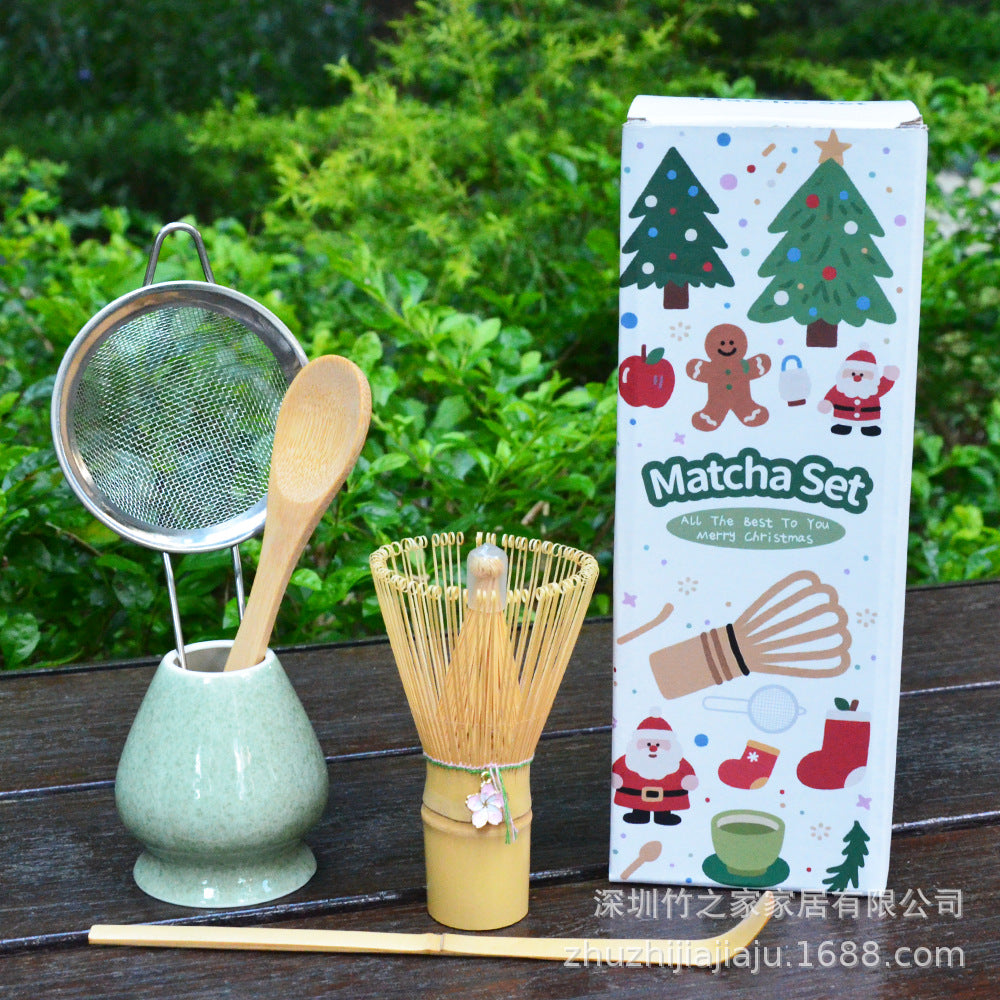 Kit Matcha Ceremonial Japonés: Batidor Chasen + Soporte + Cuchara + Pincel