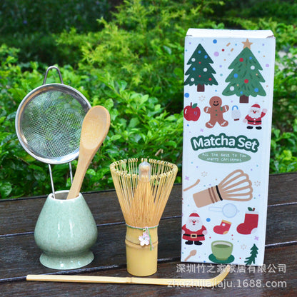 Kit Matcha Ceremonial Japonés: Batidor Chasen + Soporte + Cuchara + Pincel