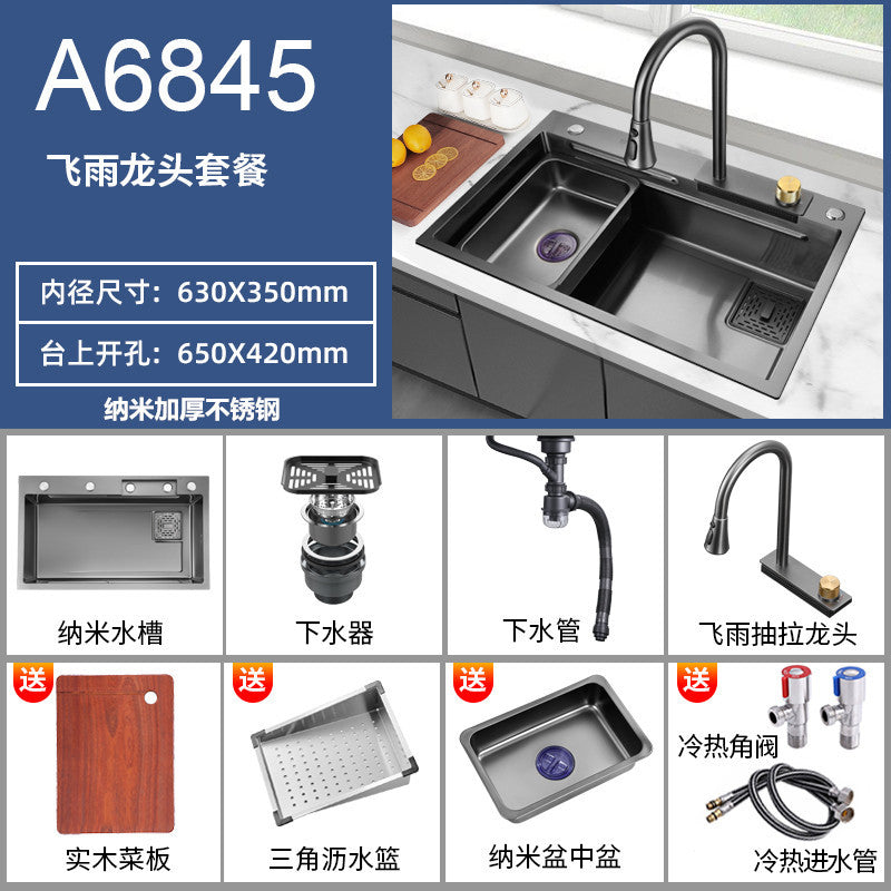 Fregadero de cocina de Acero 304 compatible con sistema de Purificacion con grifo y accesorios, diversos paquetes