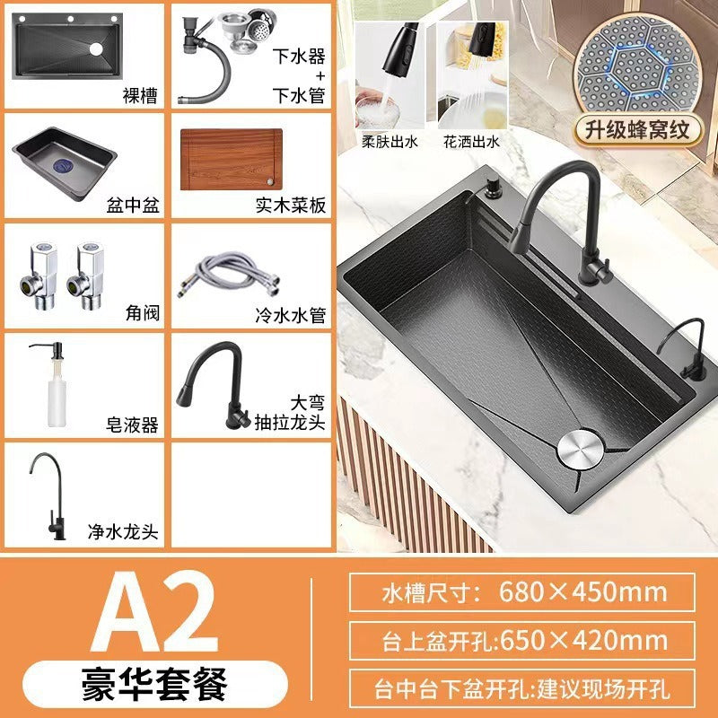Fregadero de cocina de Acero 304 compatible con sistema de Purificacion con grifo y accesorios, diversos paquetes