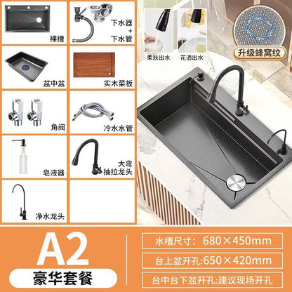 Fregadero de cocina de Acero 304 compatible con sistema de Purificacion con grifo y accesorios, diversos paquetes