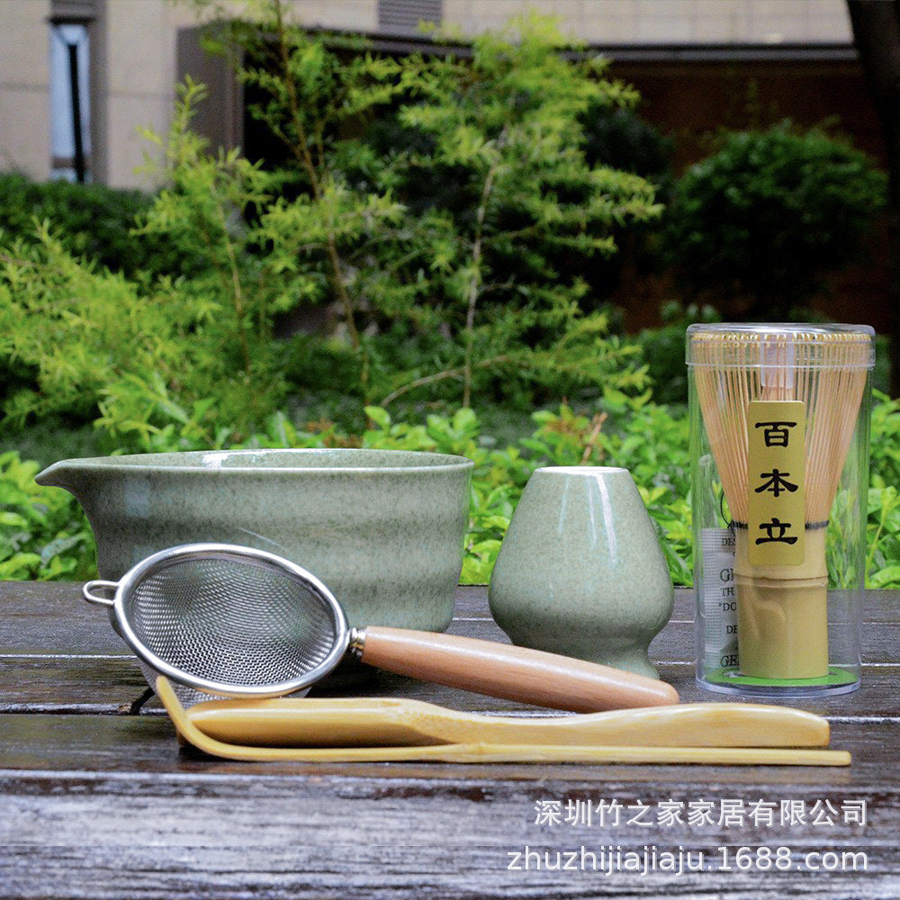 Kit Matcha Ceremonial Japonés: Batidor Chasen + Soporte + Cuchara + Pincel