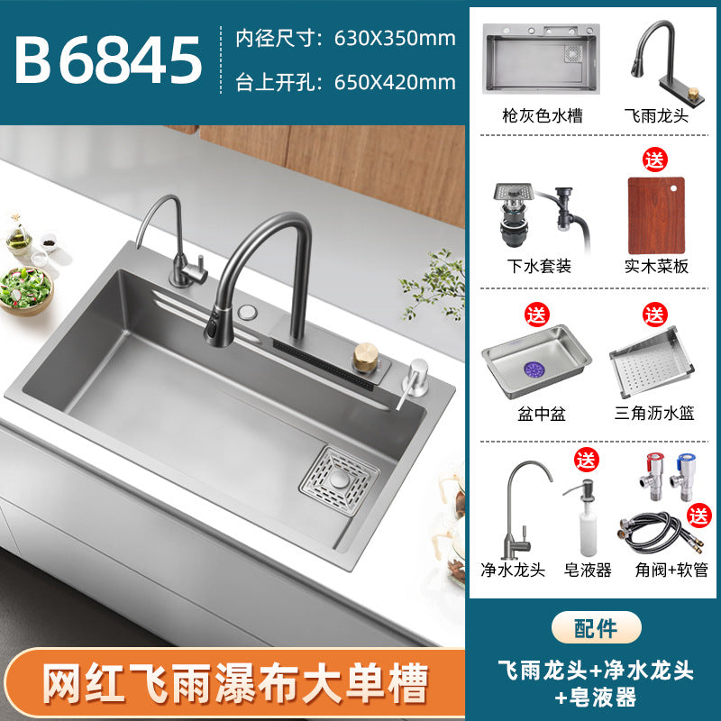 Fregadero de cocina de Acero 304 compatible con sistema de Purificacion con grifo y accesorios, diversos paquetes
