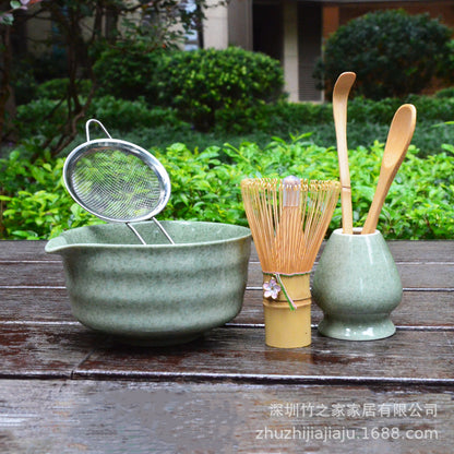 Kit Matcha Ceremonial Japonés: Batidor Chasen + Soporte + Cuchara + Pincel