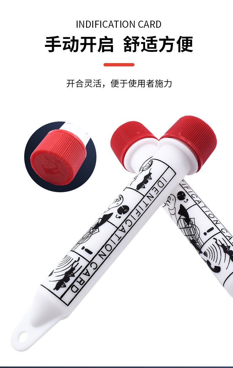 Tubo de Identificacion con Tarjeta de identificación de balsa salvavidas, con cuerda roja, set de 3 piezas