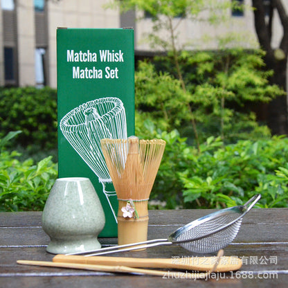 Kit Matcha Ceremonial Japonés: Batidor Chasen + Soporte + Cuchara + Pincel
