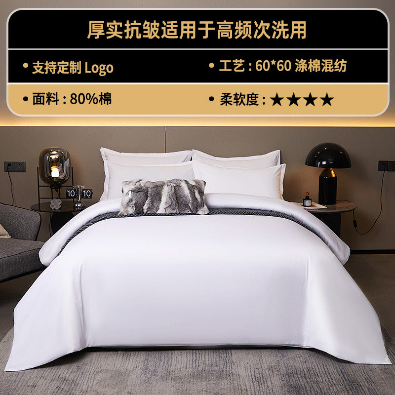 Sabana ropa de cama de algodón satinado B&B hotel juego de edredón ropa de cama hotel juego de cuatro piezas