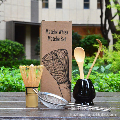 Kit Matcha Ceremonial Japonés: Batidor Chasen + Soporte + Cuchara + Pincel