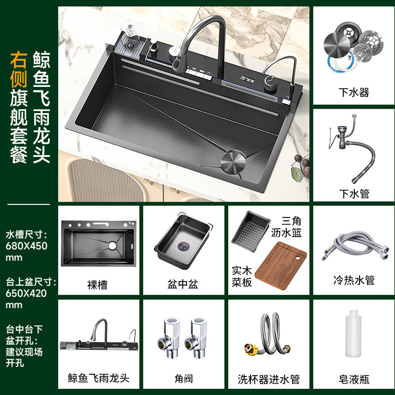 Fregadero de cocina de Acero 304 compatible con sistema de Purificacion con grifo y accesorios, diversos paquetes
