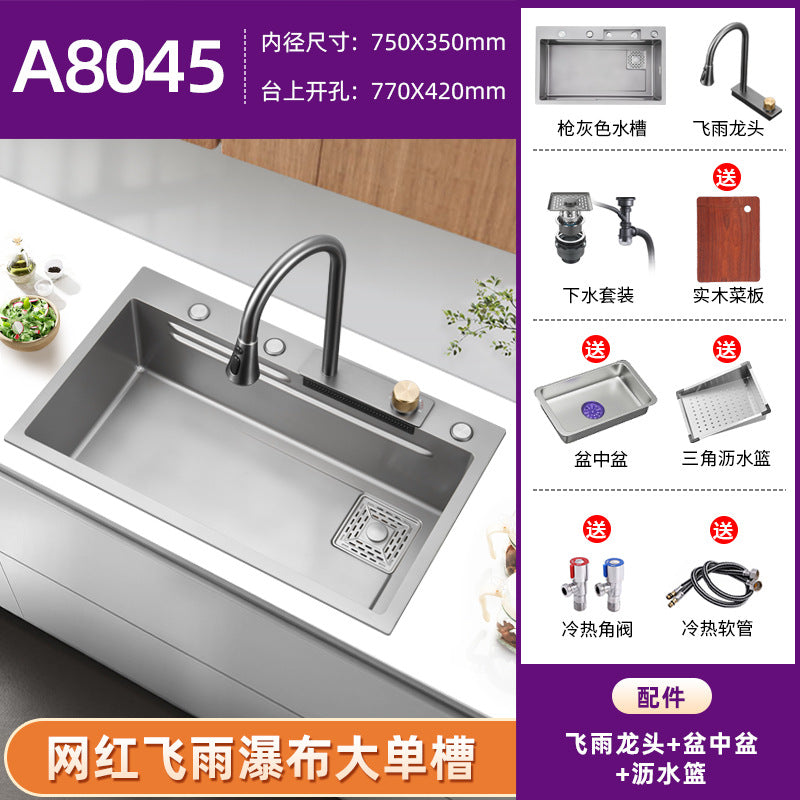 Fregadero de cocina de Acero 304 compatible con sistema de Purificacion con grifo y accesorios, diversos paquetes