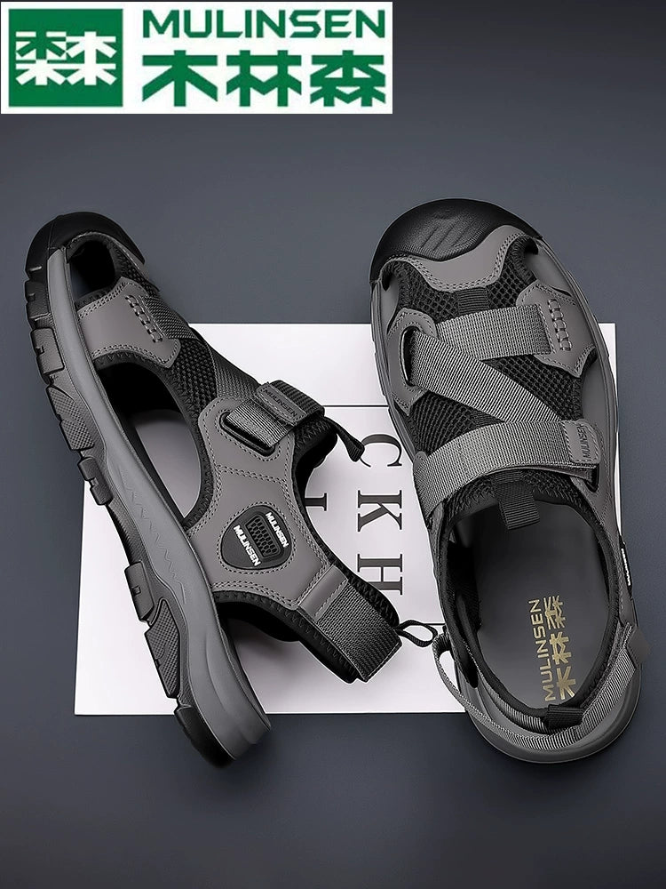 Sandalias de punta Mulinsen para hombre Deportes al aire libre de verano y zapatos de ocio con suela bland, zapatos de playa impermeables y antideslizantes