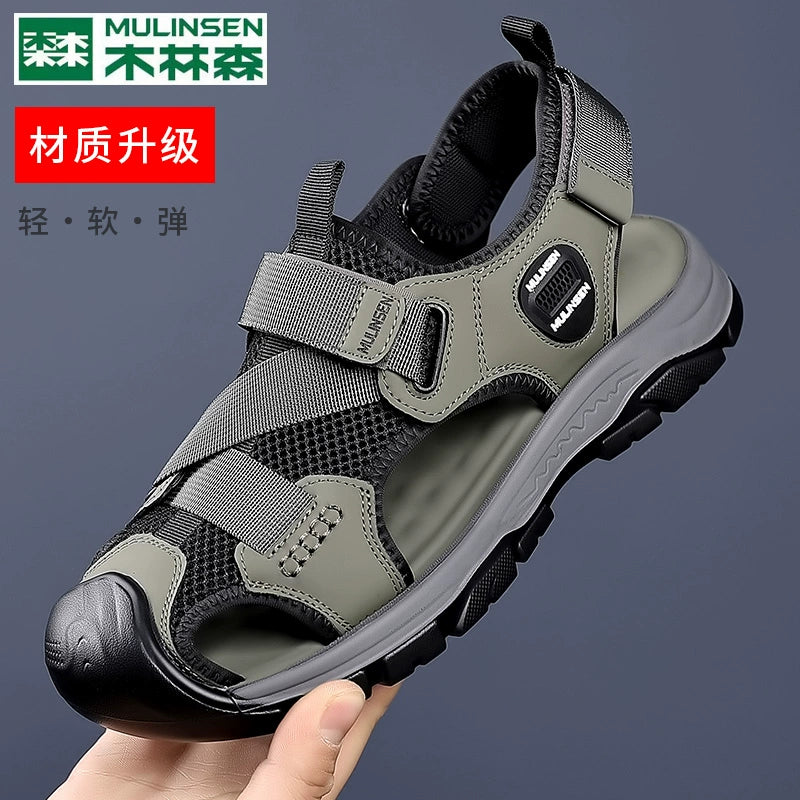 Sandalias de punta Mulinsen para hombre Deportes al aire libre de verano y zapatos de ocio con suela bland, zapatos de playa impermeables y antideslizantes