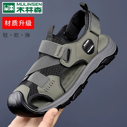 Sandalias de punta Mulinsen para hombre Deportes al aire libre de verano y zapatos de ocio con suela bland, zapatos de playa impermeables y antideslizantes
