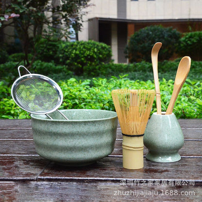 Kit Matcha Ceremonial Japonés: Batidor Chasen + Soporte + Cuchara + Pincel
