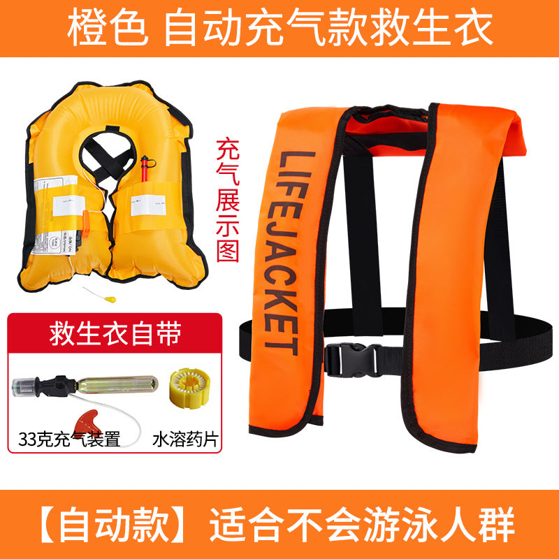 Chaleco Salvavavidas Inflable Automático para Adultos (CO₂ 33g) | Pesca, Lancha y Navegación | Alta Flotabilidad