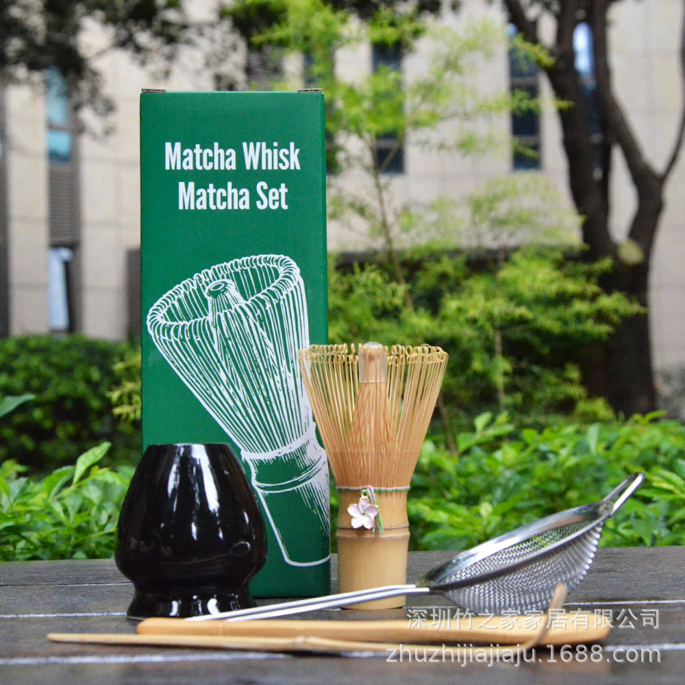 Kit Matcha Ceremonial Japonés: Batidor Chasen + Soporte + Cuchara + Pincel