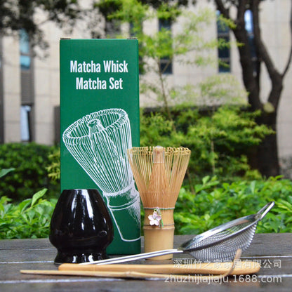 Kit Matcha Ceremonial Japonés: Batidor Chasen + Soporte + Cuchara + Pincel