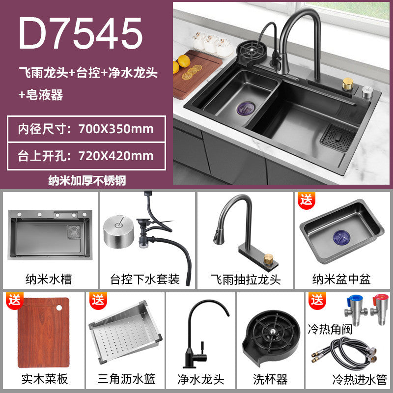 Fregadero de cocina de Acero 304 compatible con sistema de Purificacion con grifo y accesorios, diversos paquetes