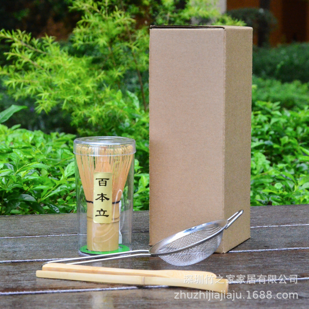 Kit Matcha Ceremonial Japonés: Batidor Chasen + Soporte + Cuchara + Pincel
